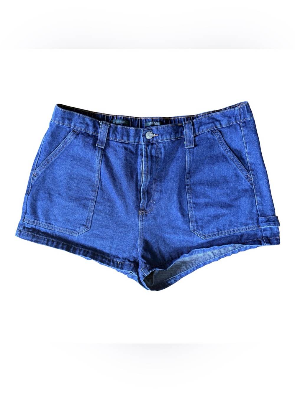 Wild Fable Denim Shorts Size 16 Blue Back Elastic Waist Cotton Carpenter Cotton